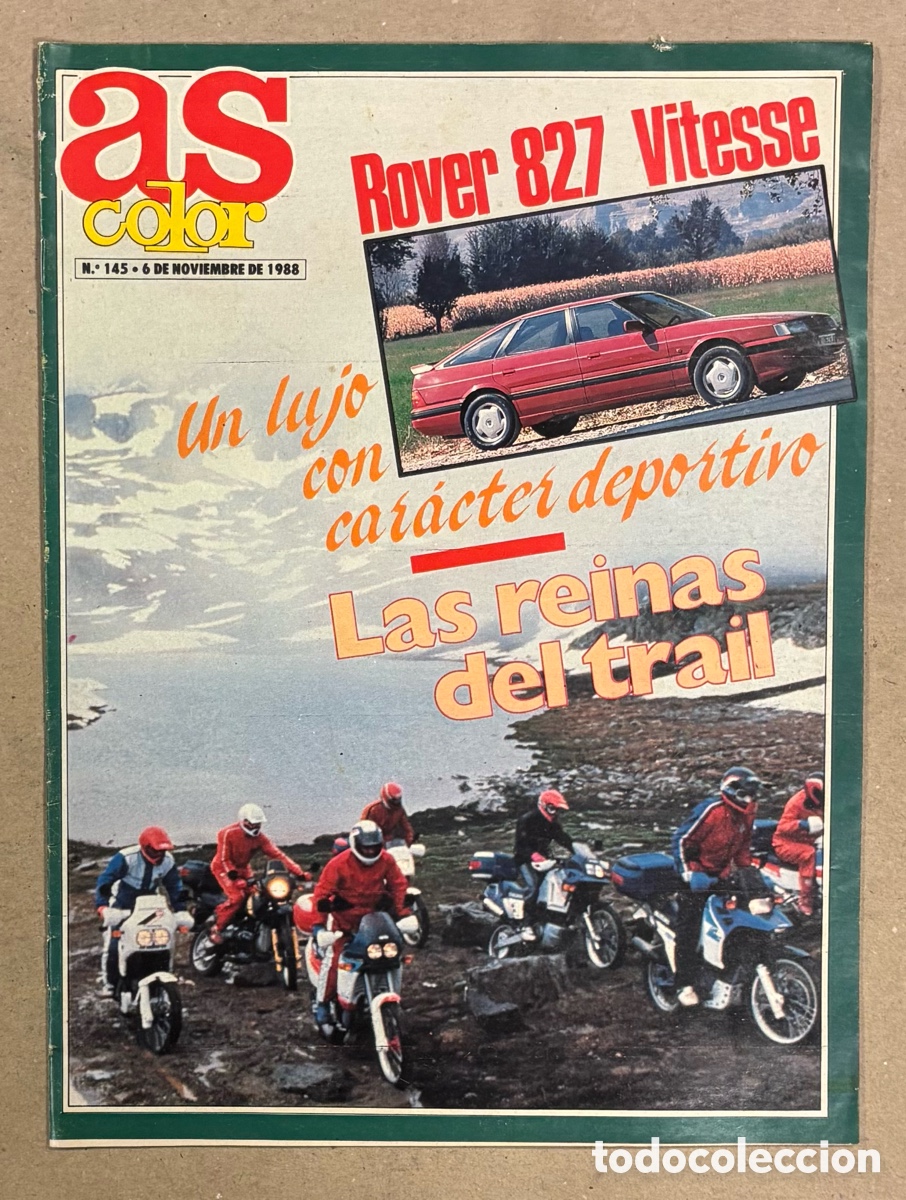 Coleccionismo deportivo: AS COLOR N&deg; 145 (1988). ROVER 827 VITESSE, FERNANDO ROMAY, LAS REINAS DEL TRAIL,&hellip;