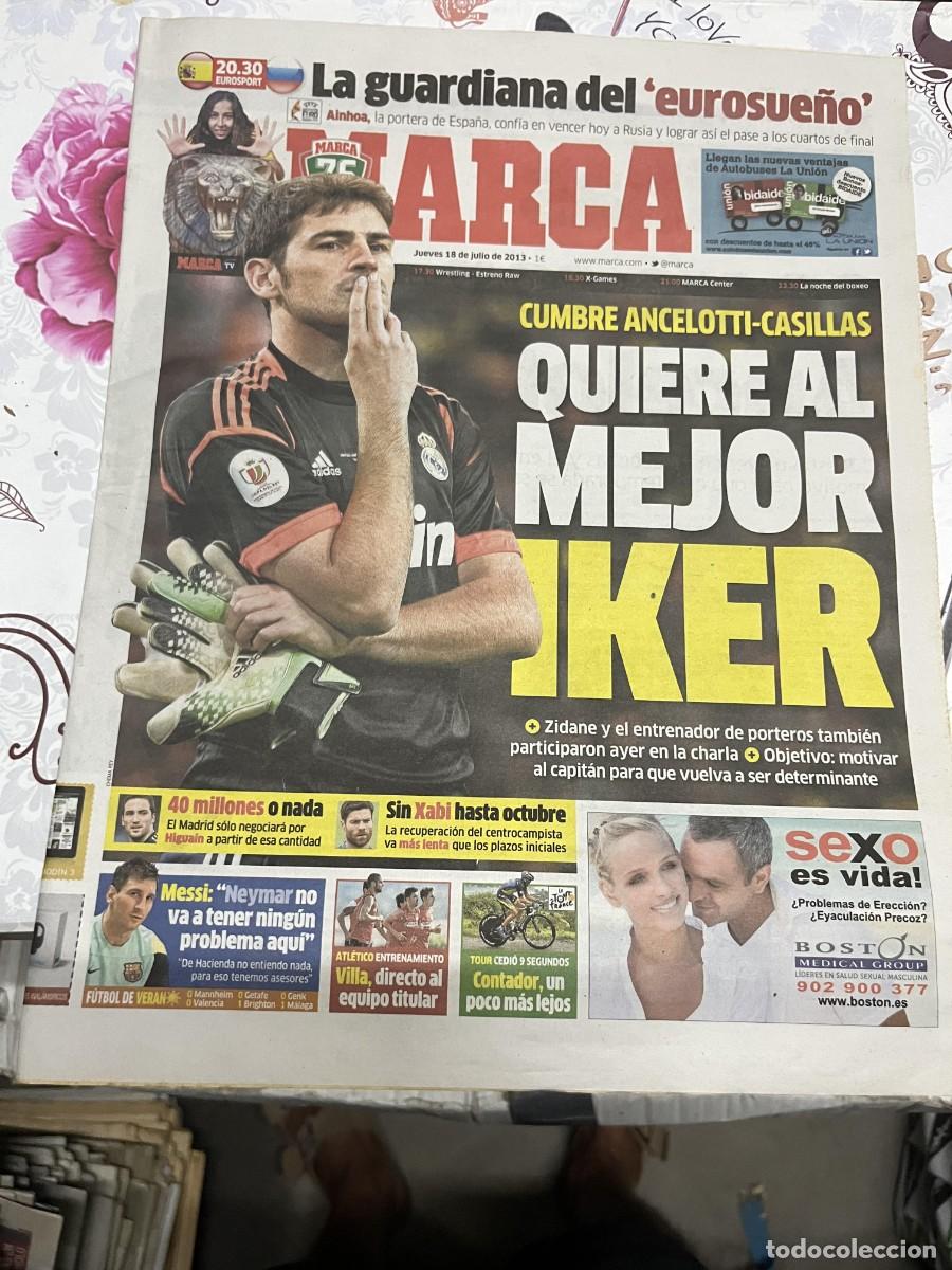 Coleccionismo deportivo: MARCA (18-7-2013) IKER CASILLAS ANCELOTTI REAL MADRID MESSI CONTADOR CICLISMO