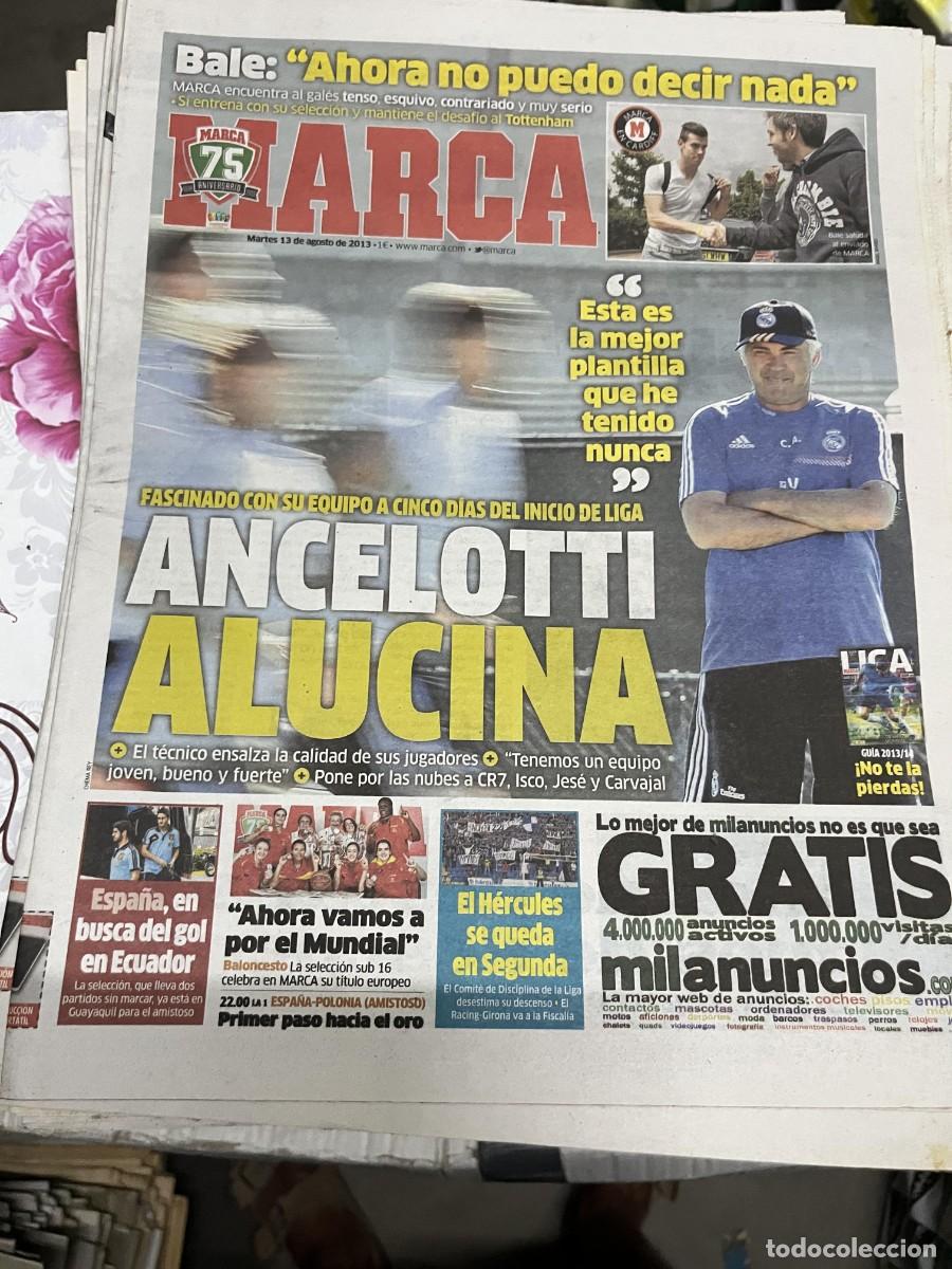 Coleccionismo deportivo: MARCA (13-8-2013) ANCELOTTI BALE ECUADOR ESPA&Ntilde;A HERCULES EN SEGUNDA