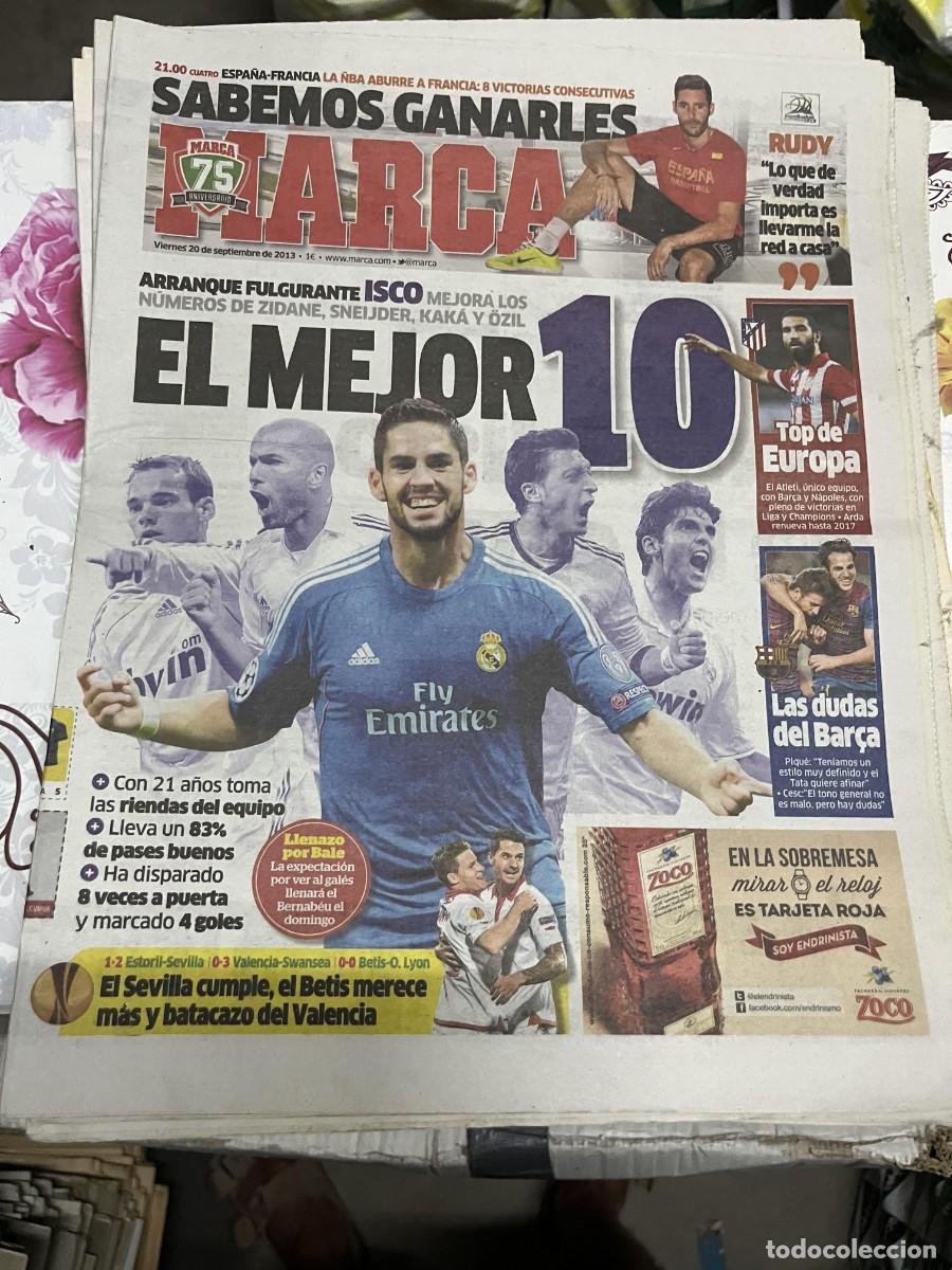 Coleccionismo deportivo: MARCA (20-9-2013) BALONCESTO ESPA&Ntilde;A FRANCIA RUDY FERNANDEZ ISCO ESTORIL 1-2 SEVILLA BETIS 0-0 LYON