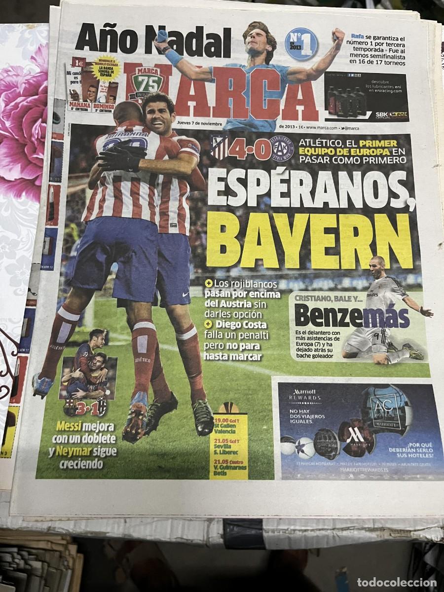 Coleccionismo deportivo: MARCA (7-11-2013) CHAMPIONS ATLETICO MADRID 4-0 AUSTRIA VIENA RAFAEL NADAL BARCELONA 3-1 MILAN