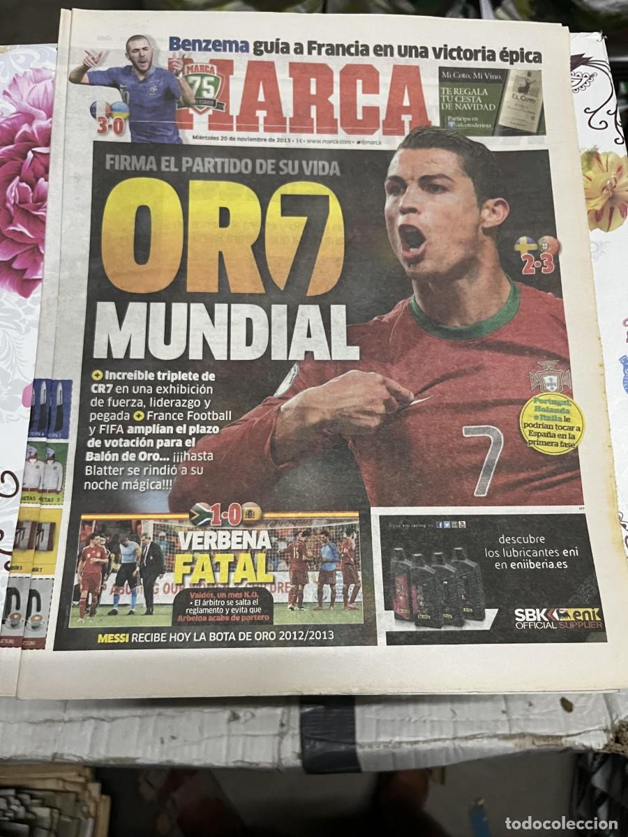 Coleccionismo deportivo: MARCA (20-11-2013)CR7 CRISTIANO RONALDO BENZEMA FRANCIA 3-0 UCRANIA MESSI SUDAFRICA 1-0 ESPA&Ntilde;A