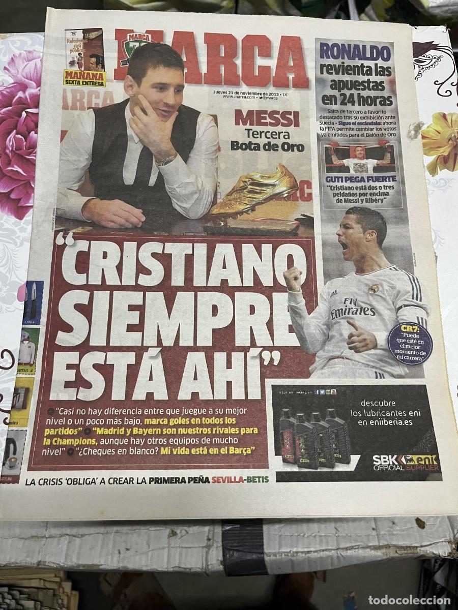 Coleccionismo deportivo: MARCA (21-11-2013) CAMPEON TROFEO BOTA DE ORO LIONEL MESSI CRISTIANO RONALDO GUTI