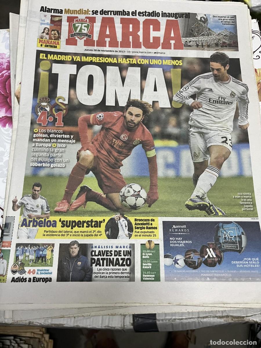 Coleccionismo deportivo: MARCA (28-11-2013) CHAMPIONS REAL MADRID 4-1 GALATASARAY DERRUMBE CAMPO CORINTHIANS