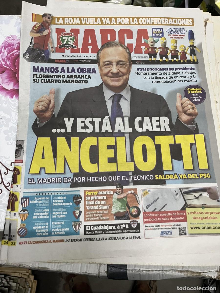 Coleccionismo deportivo: MARCA (5-6-2013) FLORENTINO PEREZ POSIBLE FICHAJE ANCELOTTI ENTRENADOR REAL MADRID