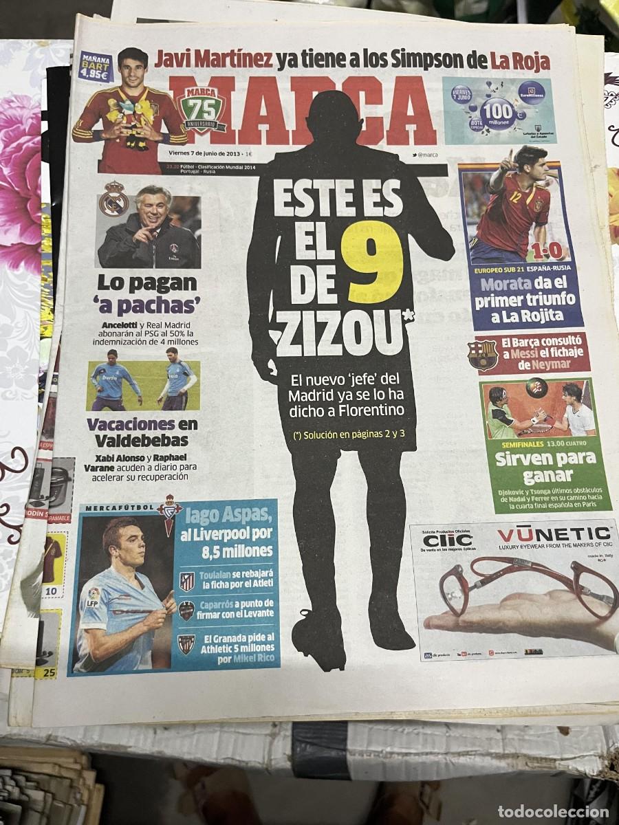 Coleccionismo deportivo: MARCA (7-6-2013) BENZEMA JAVI MARTINEZ MORATA EUROPEO SUB-21 ESPA&Ntilde;A 1-0 RUSIA IAGO ASPAS LIVERPOOL