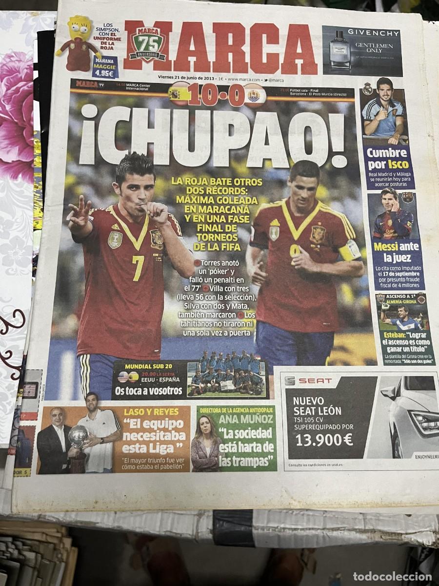 Coleccionismo deportivo: MARCA (21-6-2013) SELECCION ESPA&Ntilde;OLA ESPA&Ntilde;A 10-0 TAHITI RECORD GOLEADA 5 GOLES TORRES