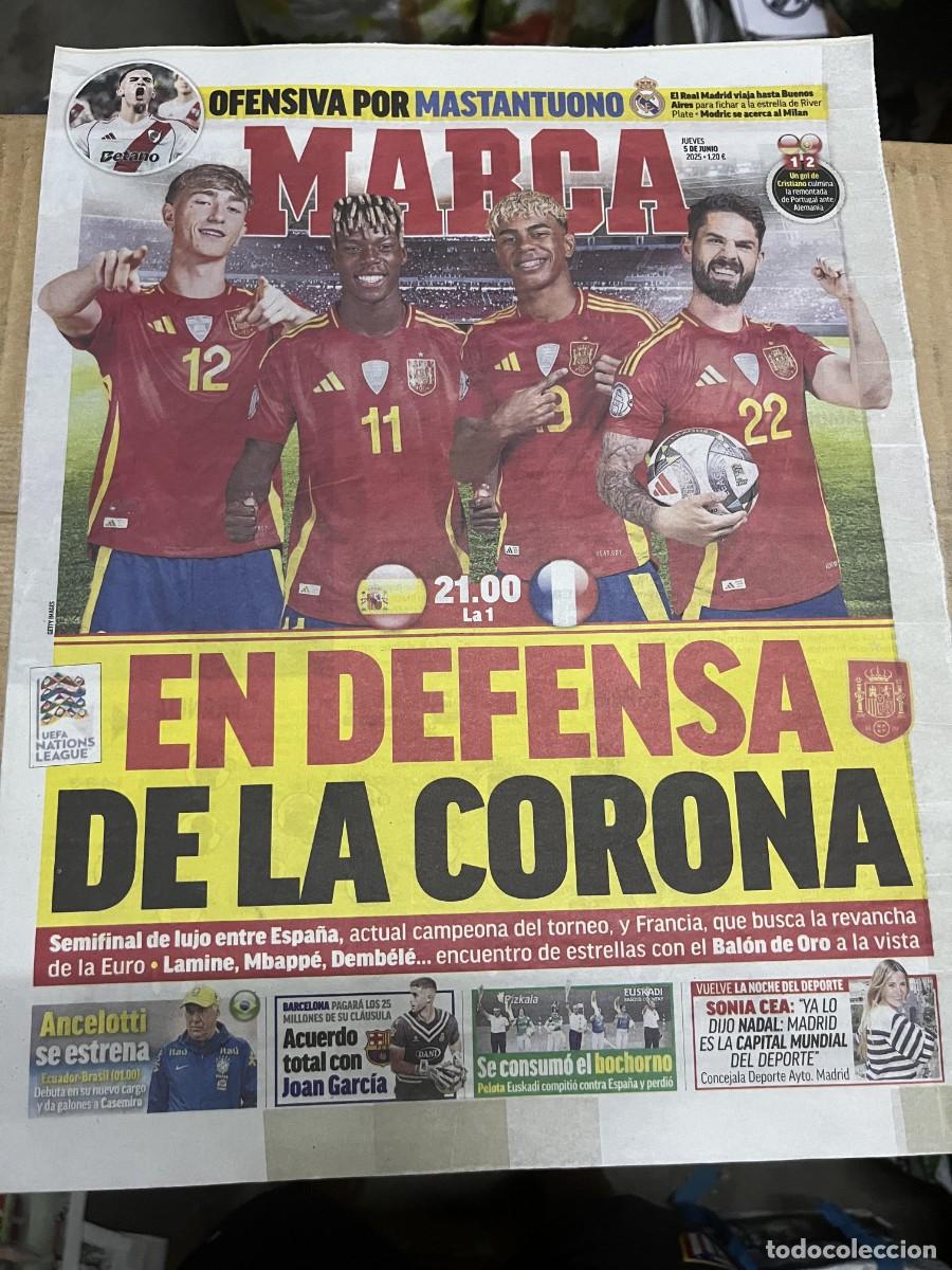 Coleccionismo deportivo: MARCA (5-6-2025) HOY SELECCION ESPA&Ntilde;OLA ESPA&Ntilde;A FRANCIA UEFA NATIONS LEAGUE MASTANTUONO