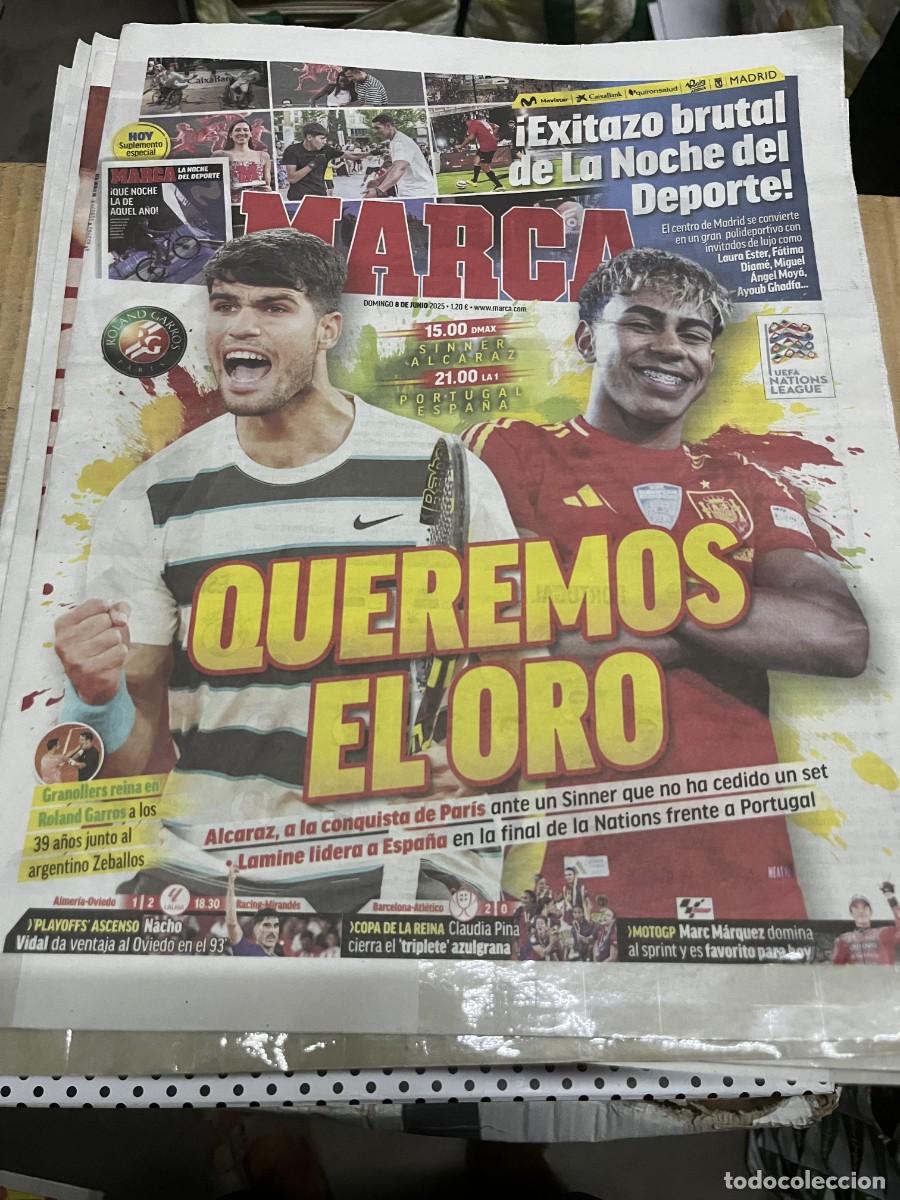 Coleccionismo deportivo: MARCA (8-6-2025) TENIS ROLAND GARROS CARLOS ALCARAZ SINNER HOY PORTUGAL ESPA&Ntilde;A