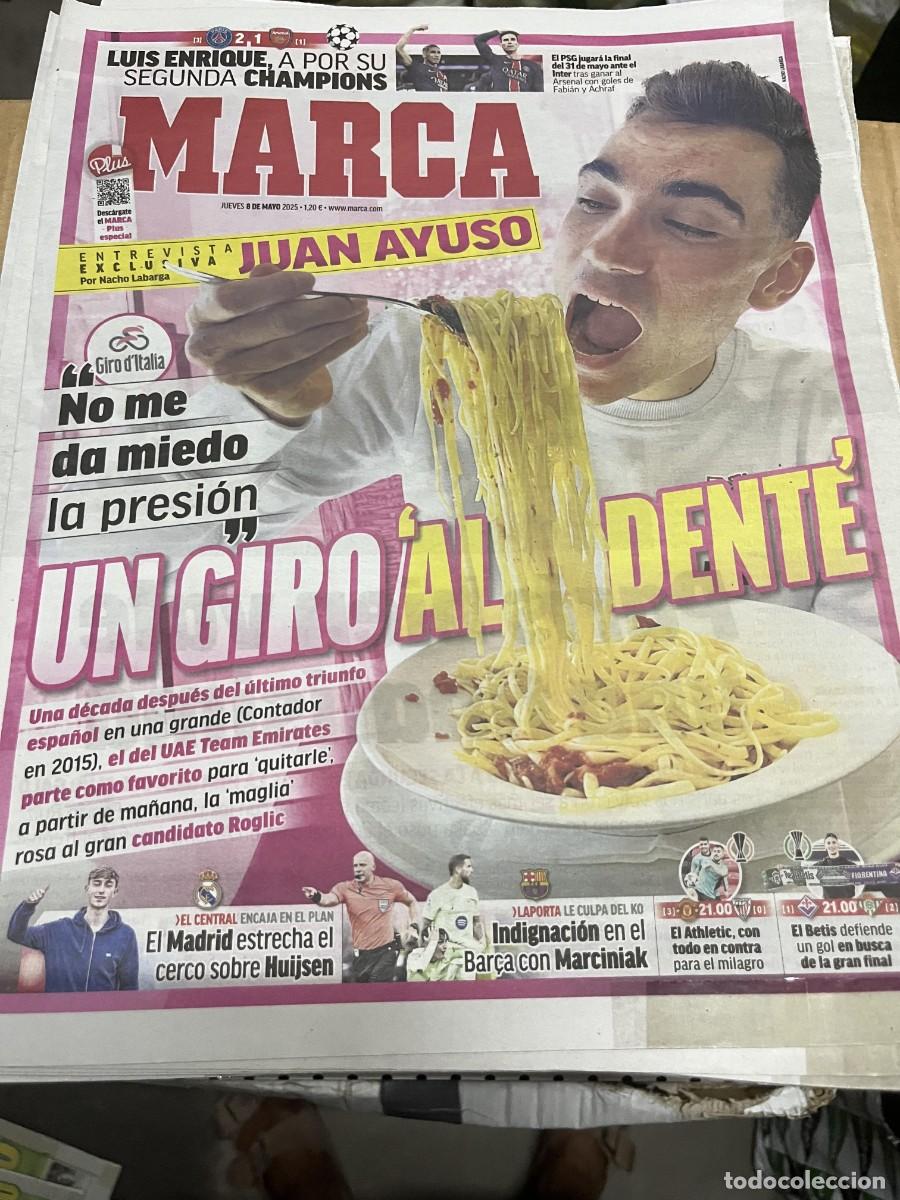 Coleccionismo deportivo: MARCA (8-5-2025) ENTREVISTA JUAN AYUSO CHAMPIONS PSG 2-1 ARSENAL POSIBLE FICHAJE HUIJSEN