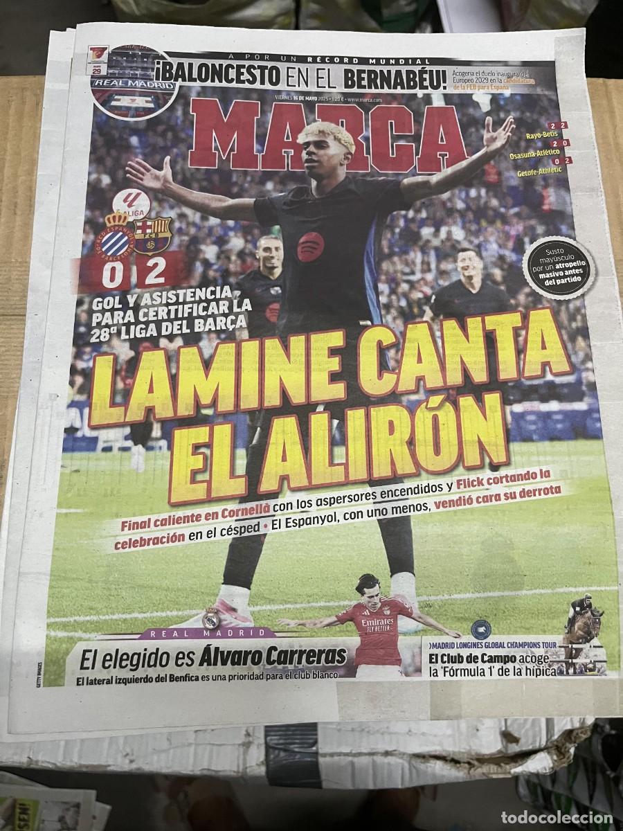 Coleccionismo deportivo: MARCA (16-5-2025) JORNADA LIGA ESPANYOL 0-2 BARCELONA LAMINE YAMAL ALVARO CARRERAS
