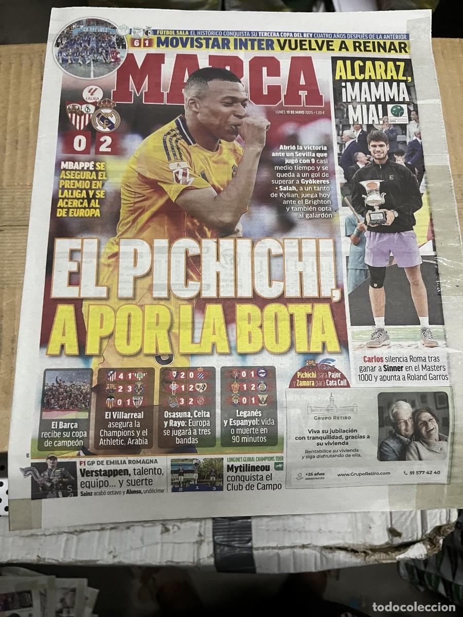 Coleccionismo deportivo: MARCA (19-5-2025) ALCAZAR CAMPEON FINAL FUTBOL SALA MOVISTAR INTER SEVILLA 0-2 REAL MADRID MBAPPE
