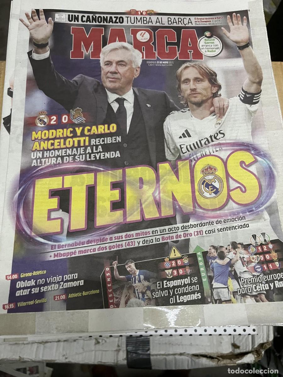 Coleccionismo deportivo: MARCA (25-5-2025) REAL MADRID 2-0 REAL SOCIEDAD DESPEDIDA ANCELOTTI MODRIC ARSENAL 1-0 BARCELONA