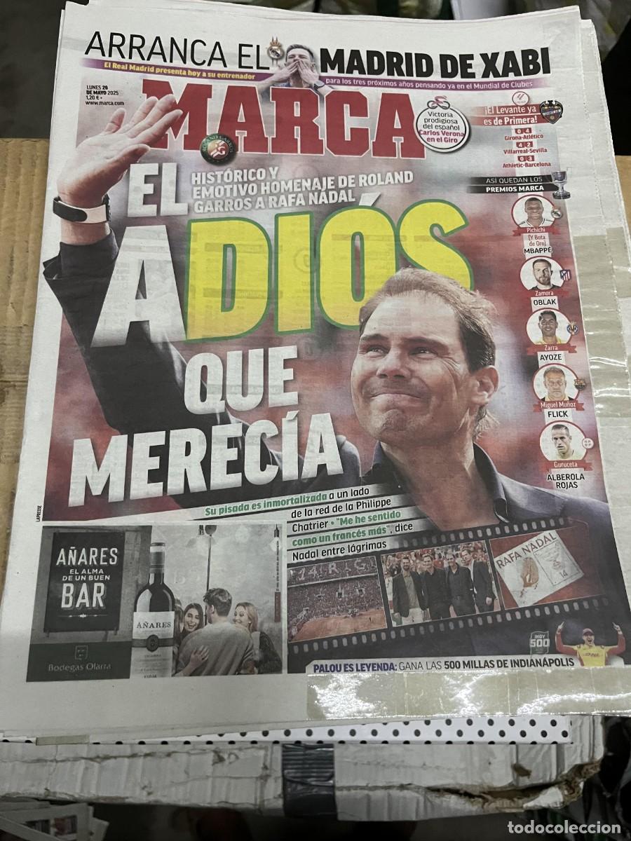 Coleccionismo deportivo: MARCA (26-5-2025) DESPEDIDA TENIS RAFAEL NADAL HOMENAJE ROLAND GARROS XABI ALONSO REAL MADRID