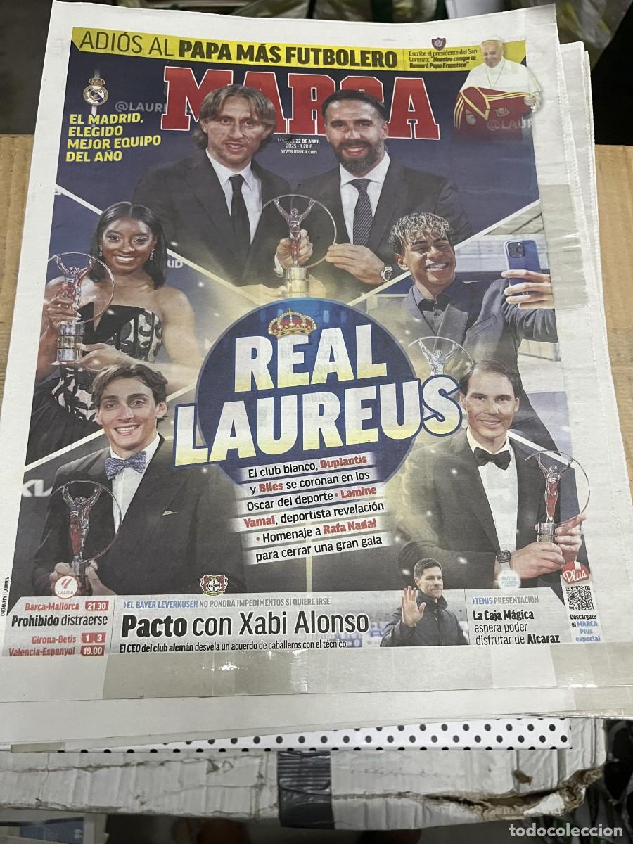 Coleccionismo deportivo: MARCA (22-4-2025) PREMIOS LAUREUS MODRIC CARVAJAL REAL MADRID NADAL LAMINE YAMAL MUERTE PAPA