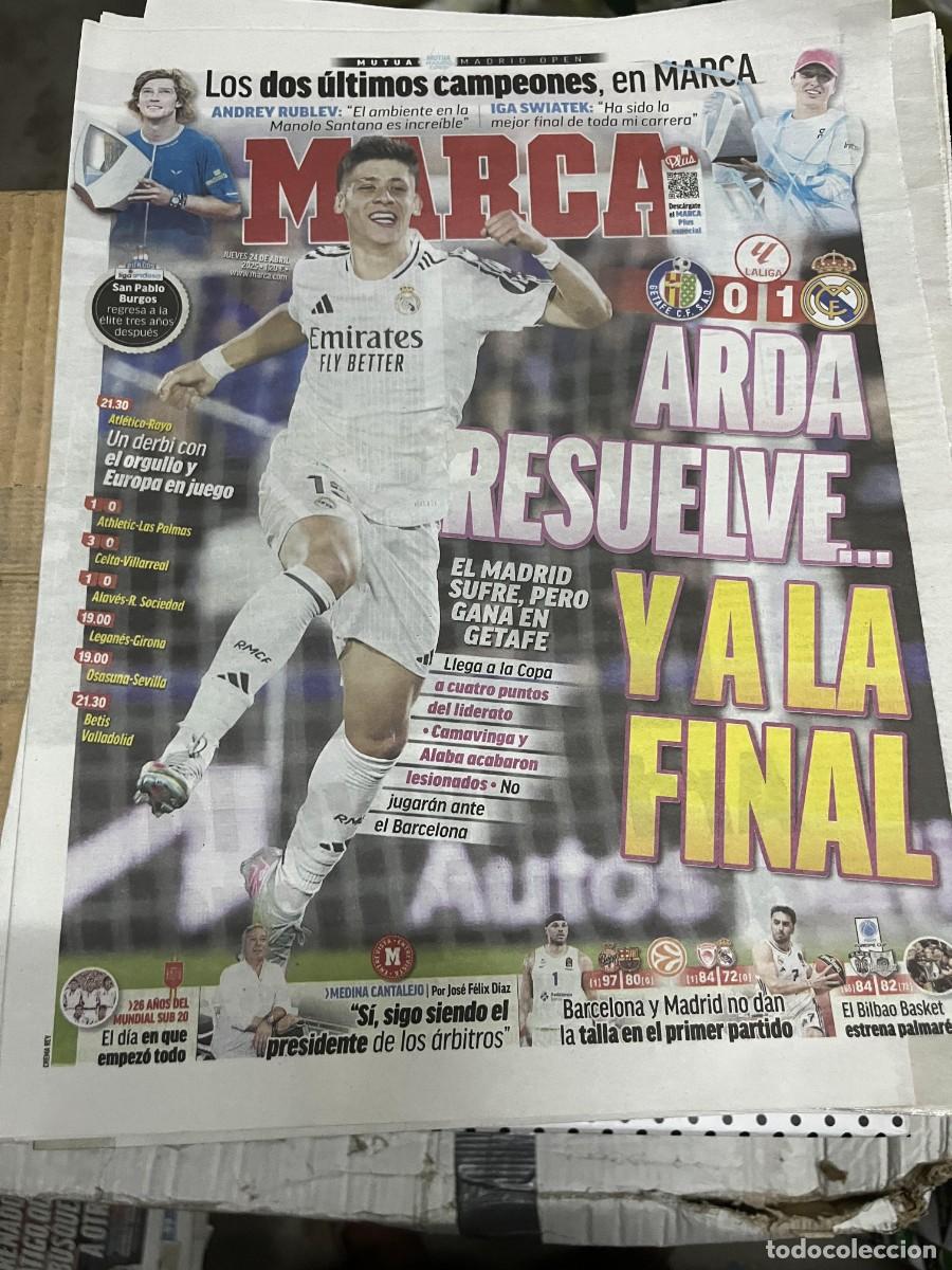 Coleccionismo deportivo: MARCA (24-4-2025) JORNADA LIGA GETAFE 0-1 REAL MADRID ARDA GULER ANDREY RUBLEV IGA SWIATEK