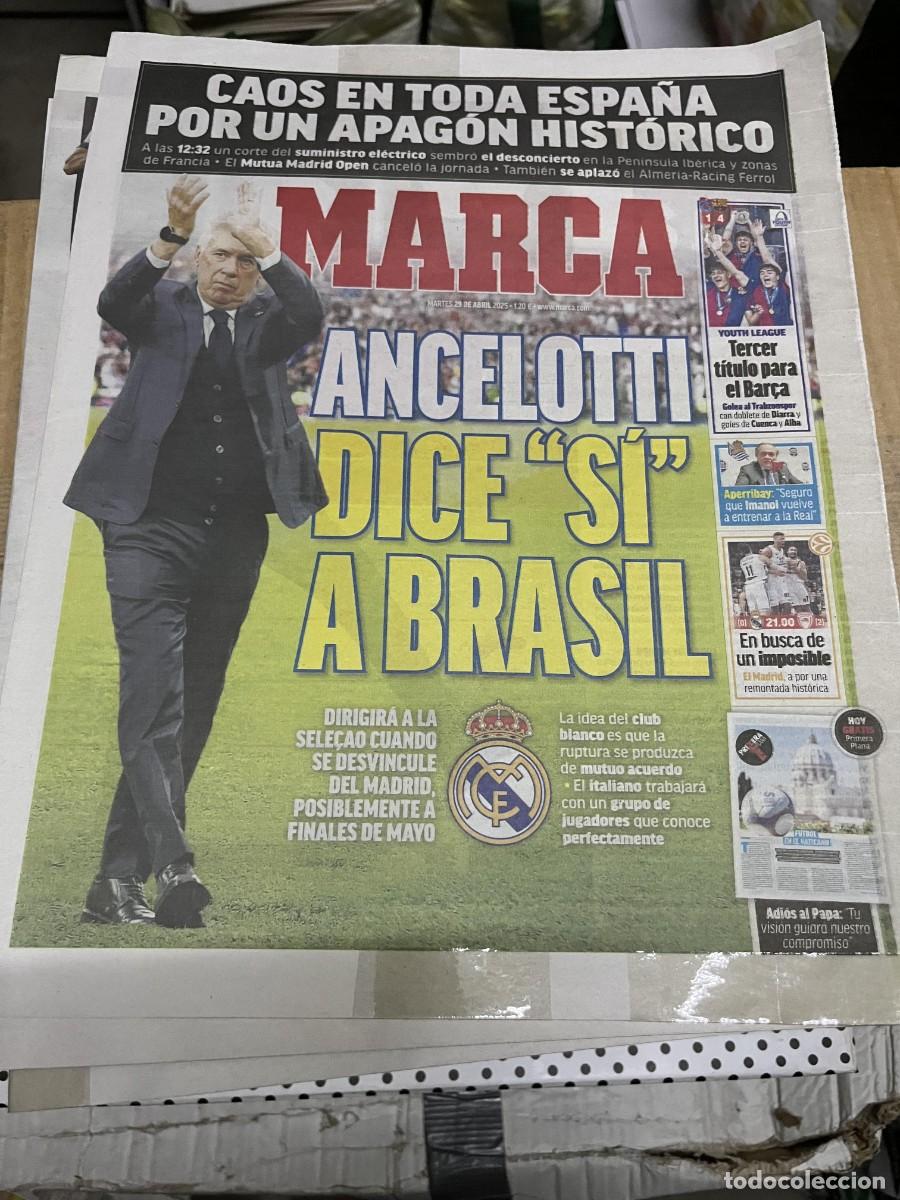 Coleccionismo deportivo: MARCA (29-4-2025) REAL MADRID ANCELOTTI FICHAJE SELECCION BRASIL APAGON HISTORICO ESPA&Ntilde;A