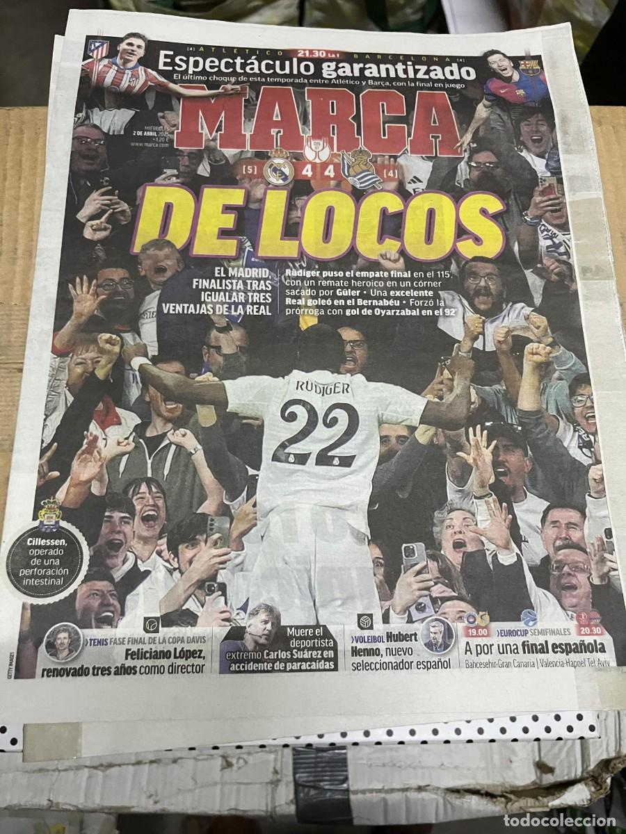 Coleccionismo deportivo: MARCA (2-4-2025) COPA REAL MADRID 4-4 REAL SOCIEDAD HOY ATLETICO BARCELONA RUDIGER