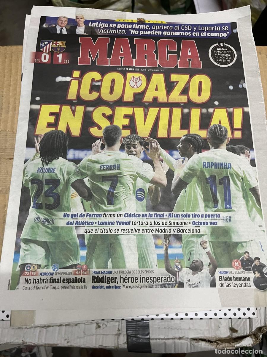 Coleccionismo deportivo: MARCA (3-4-2025) COPA ATLETICO MADRID 0-1 BARCELONA CSD LAPORTA LALIGA RUDIGER RUGBY ALL BLACKS