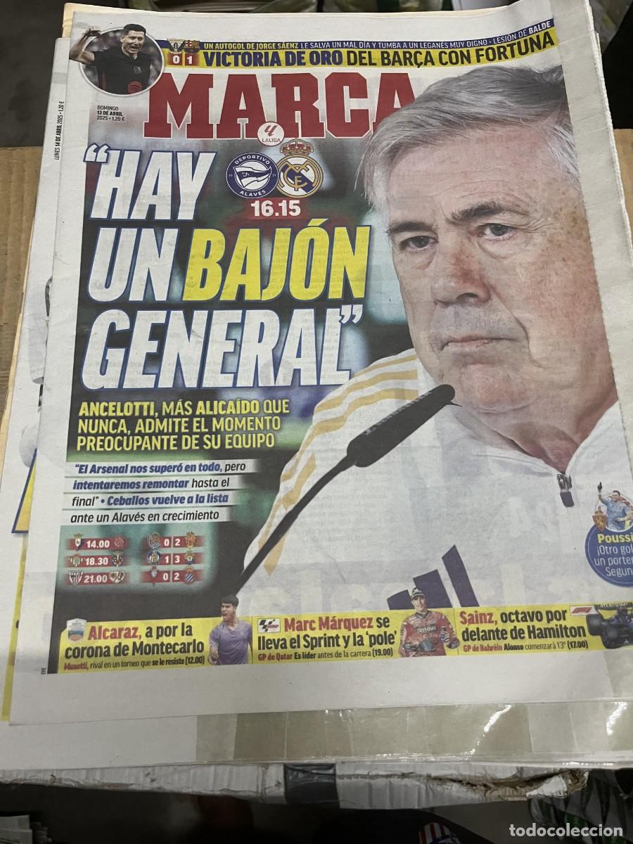 Coleccionismo deportivo: MARCA (13-4-2025) ANCELOTTI HOY ALAVES REAL MADRID LEGANES 0-1 BARCELONA JORNADA LIGA