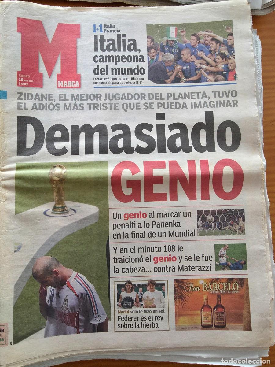 Coleccionismo deportivo: Marca 10 de julio de 2006. Final del mundial. &Uacute;ltimo partido de Zidane