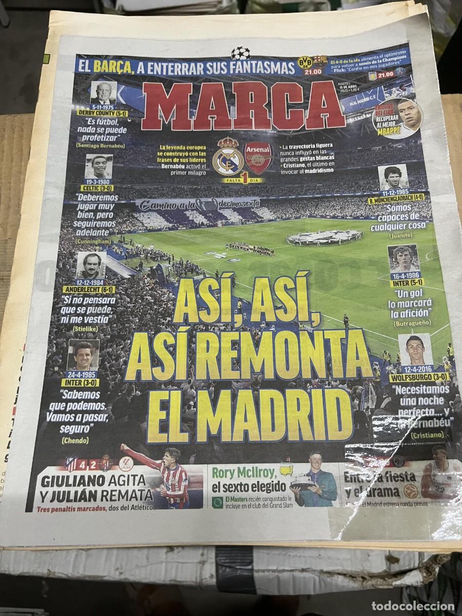 Collectionnisme sportif: MARCA (15-4-2025) CHAMPIONS REAL MADRID ARSENAL JORNADA LIGA ATLETICO 4-2 VALLADOLID RORY MCLLROY