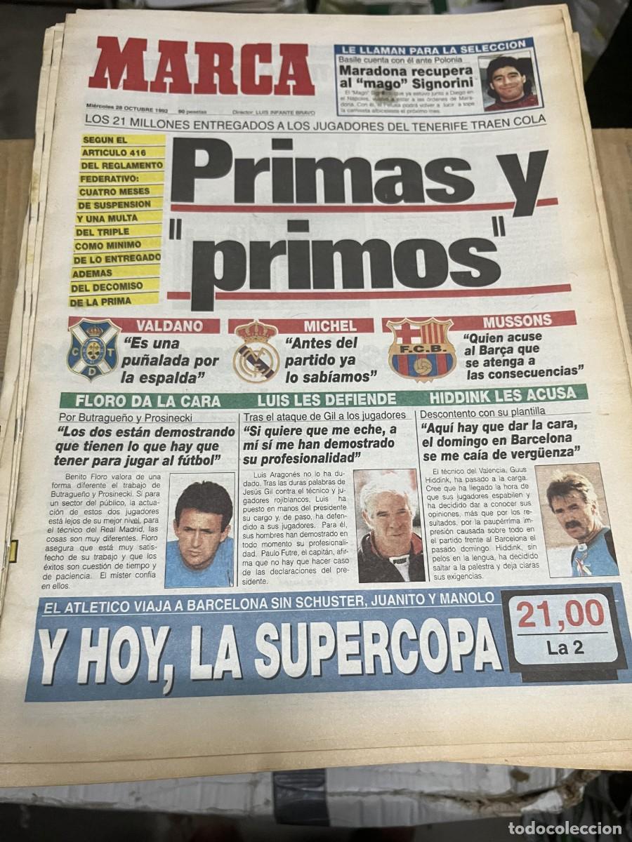 Coleccionismo deportivo: MARCA (28-10-1992) HOY FINAL SUPERCOPA BARCELONA REAL MADRID MARADONA PRIMAS TENERIFE STOICHKOV