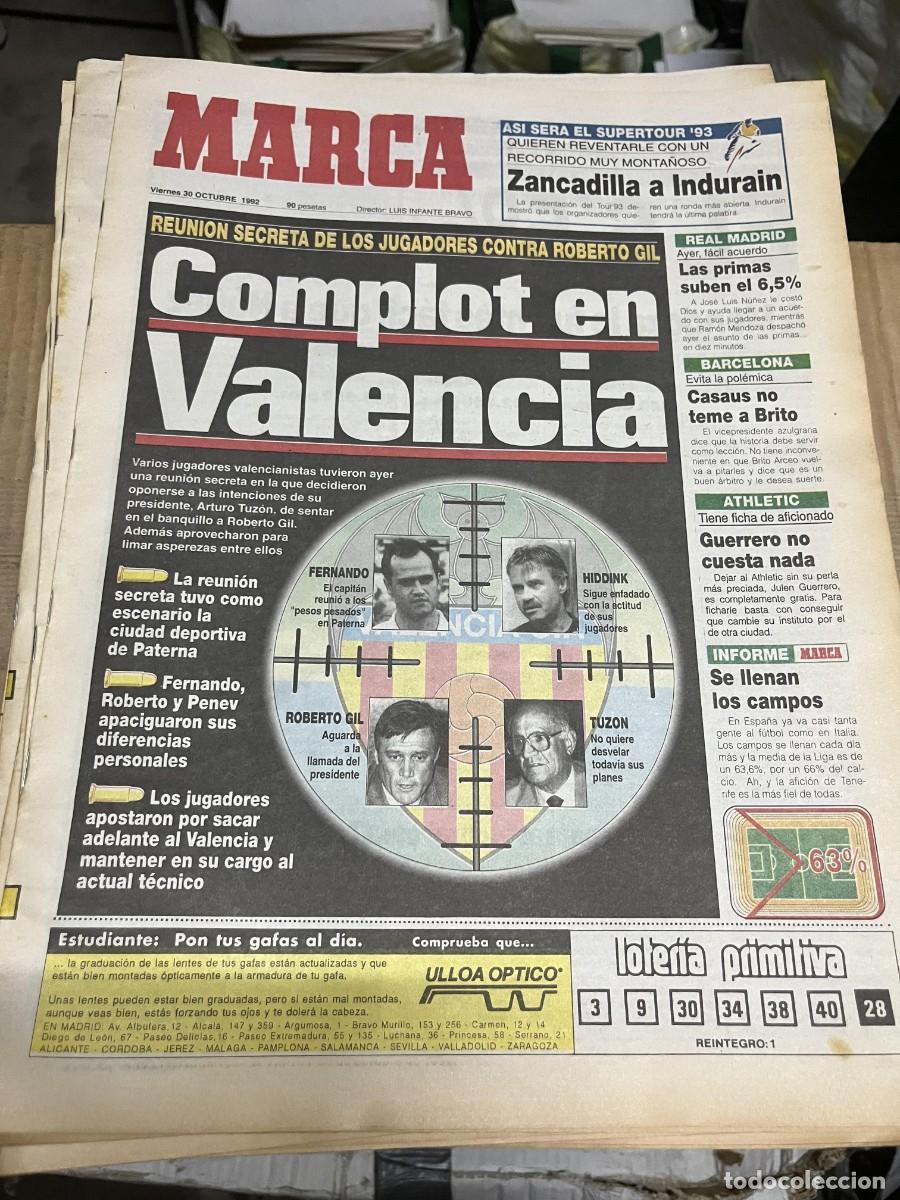 Coleccionismo deportivo: MARCA (30-10-1992) COMPLOT EN VALENCIA ROBERTO GIL TUZON HIDDINK CICLISMO INDURAIN REAL MADRID