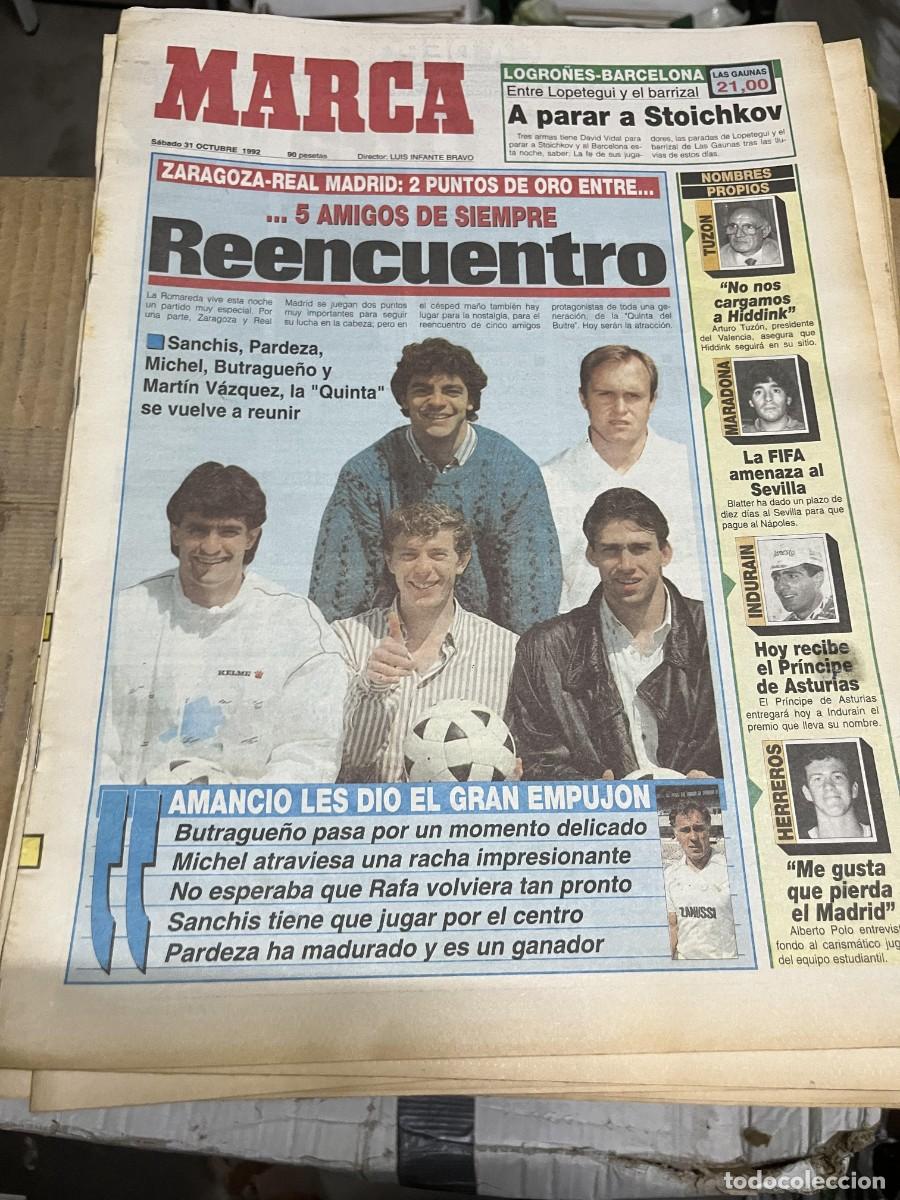 Coleccionismo deportivo: MARCA (31-10-1992) ZARAGOZA REAL MADRID JORNADA LIGA STOICHKOV MARADONA TUZON INDURAIN HERREROS