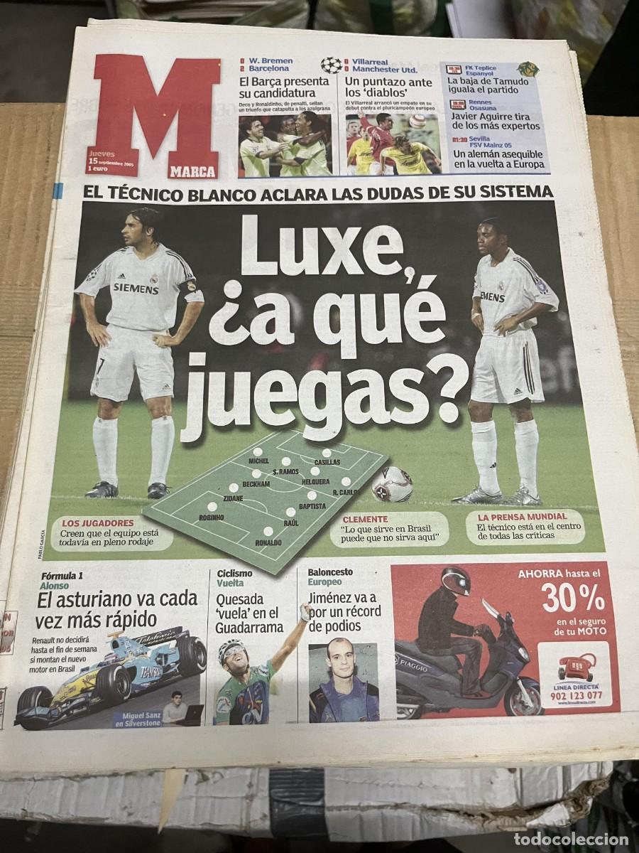 Coleccionismo deportivo: MARCA(15-9-2005)REAL MADRID WERDER BREMEN 0-2 BARCELONA VILLARREAL MANCHESTER UNITED FERNANDO ALONSO