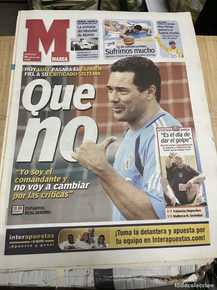 Coleccionismo deportivo: MARCA (18-9-2005) HOY ATLETICO MADRID BARCELONA ESPANYOL REAL MADRID VANDERLEI LUXEMBURGO FANGIO