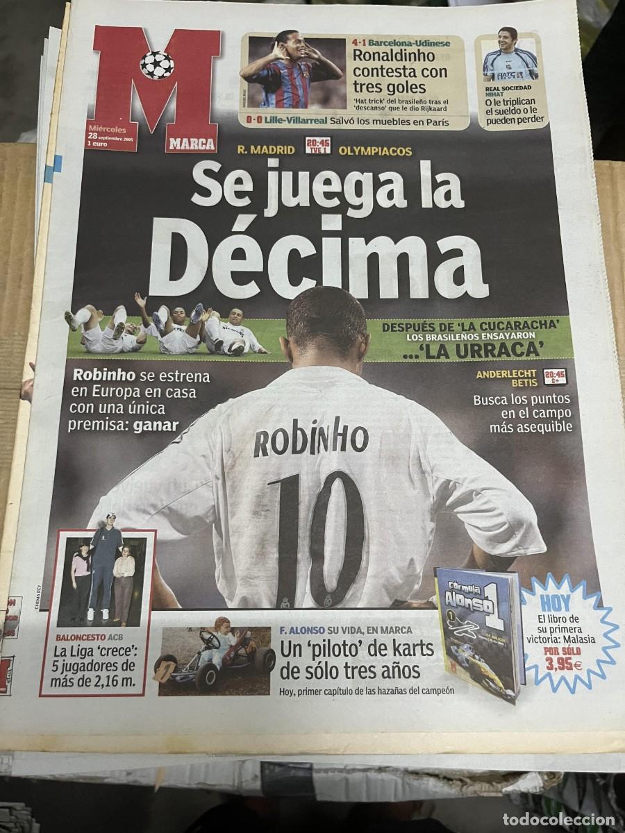 Coleccionismo deportivo: MARCA (28-9-2005) ROBINHO HOY CHAMPIONS REAL MADRID OLYMPIACOS ANDERLECHT BETIS FERNANDO ALONSO