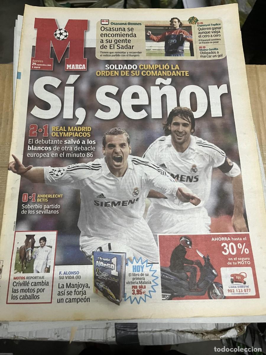 Coleccionismo deportivo: MARCA (29-9-2005) CHAMPIONS REAL MADRID 2-1 OLYMPIACOS ANDERLECHT 0-1 BETIS FERNANDO ALONSO PEDROSA