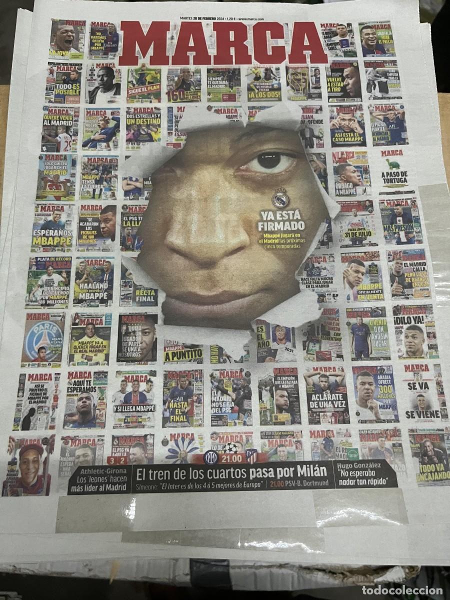 Coleccionismo deportivo: MARCA (20-2-2024) FICHAJE MBAPPE REAL MADRID PSG POSTER ATLETICO MADRID 2023 2024
