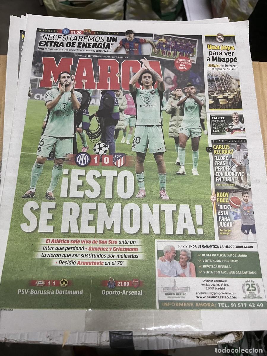 Coleccionismo deportivo: MARCA (21-2-2024) CHAMPIONS INTER MILAN 1-0 ATLETICO MADRID POSTER BARCELONA 2023 2024 NAPOLES