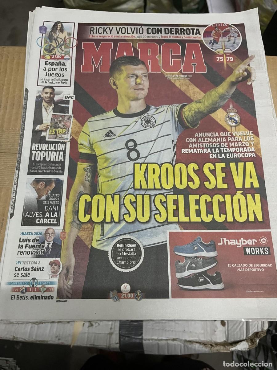 Coleccionismo deportivo: MARCA (23-2-2024) KROOS RICKY RUBIO ESPA&Ntilde;A 75-79 LETONIA ILLA TOPURIA LUIS DE LA FUENTE