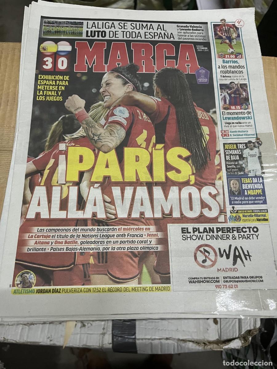 Coleccionismo deportivo: MARCA (24-2-2024) ESPA&Ntilde;A 3-0 PAISES BAJOS FEMENINO ALMERIA ATLETICO MADRID BARRIOS BARCELONA GETAFE