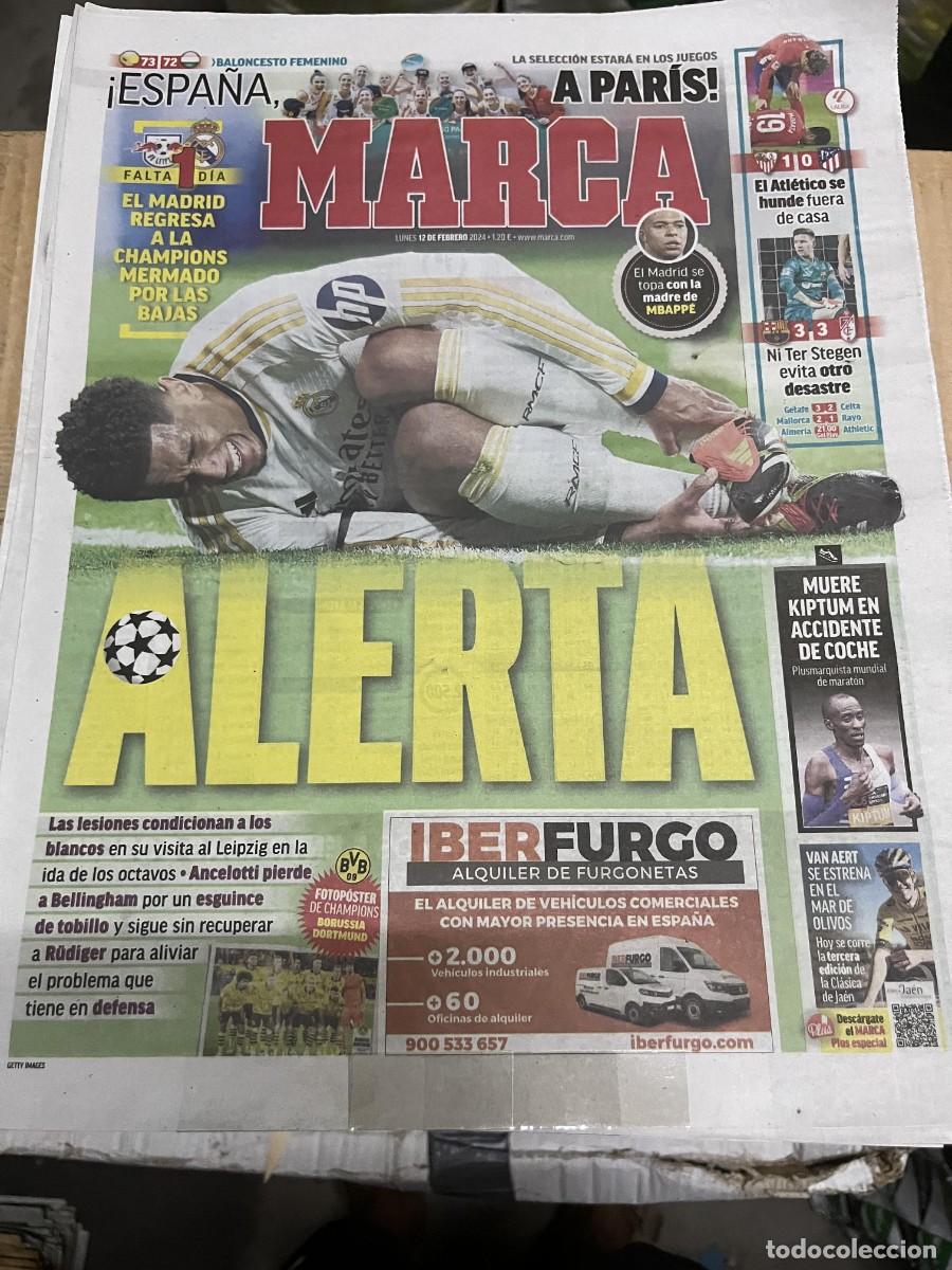 Coleccionismo deportivo: MARCA (12-2-2024) BELLINGHAN REAL MADRID KIPTUM POSTER BORUSSIA DORTMUND CHAMPIONS 2023 2024