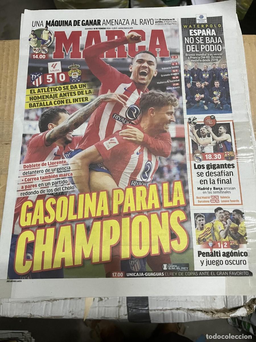 Coleccionismo deportivo: MARCA (17-2-2024) ATLETICO MADRID 5-0 LAS PALMAS LIGA POSTER REAL MADRID CHAMPIONS 2023 2024