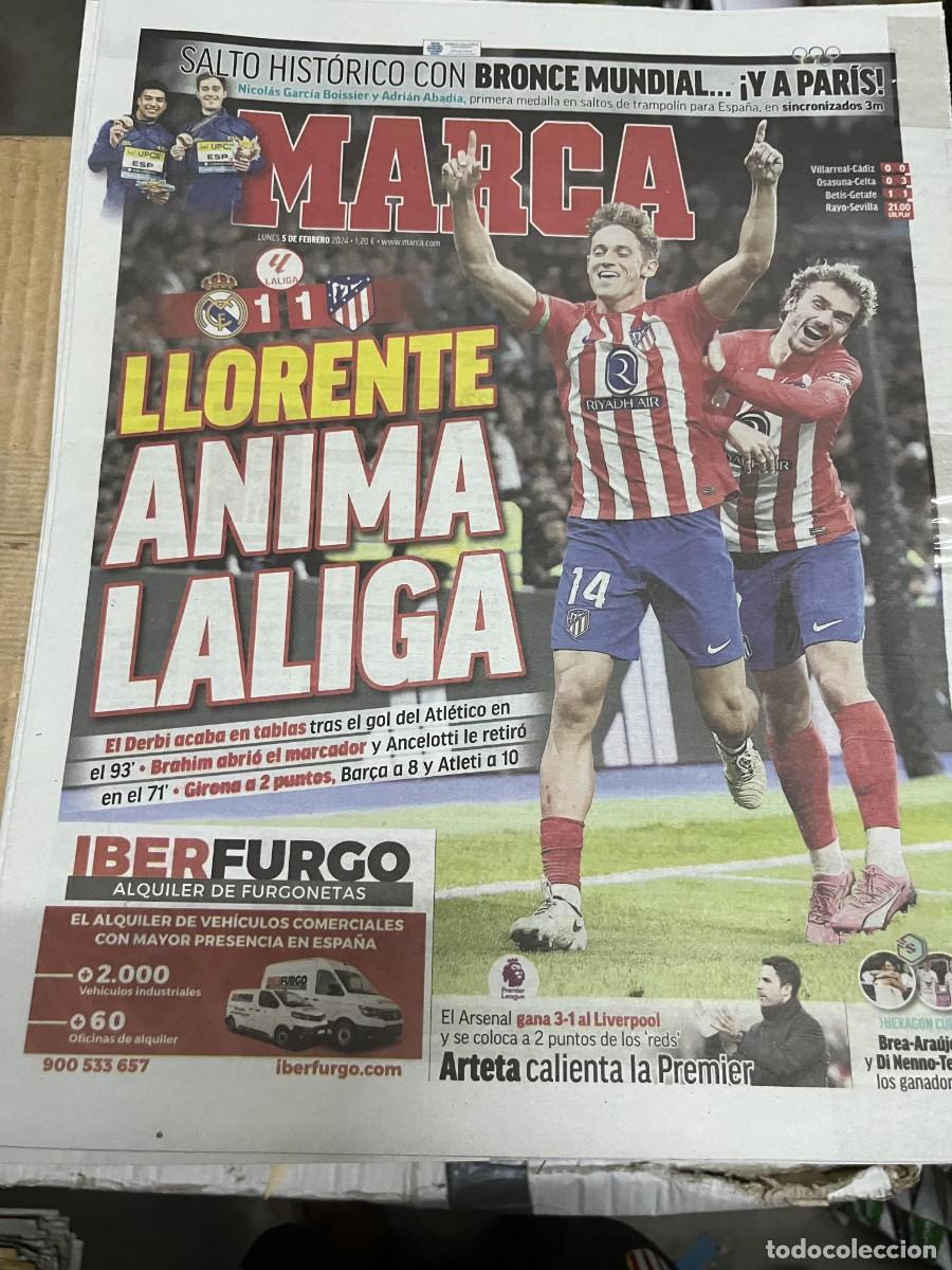Coleccionismo deportivo: MARCA (5-2-2024) REAL MADRID 1-1 ATLETICO MADRID LLORENTE JORNADA LIGA NICOLAS GARCIA BOSSIER ABADIA