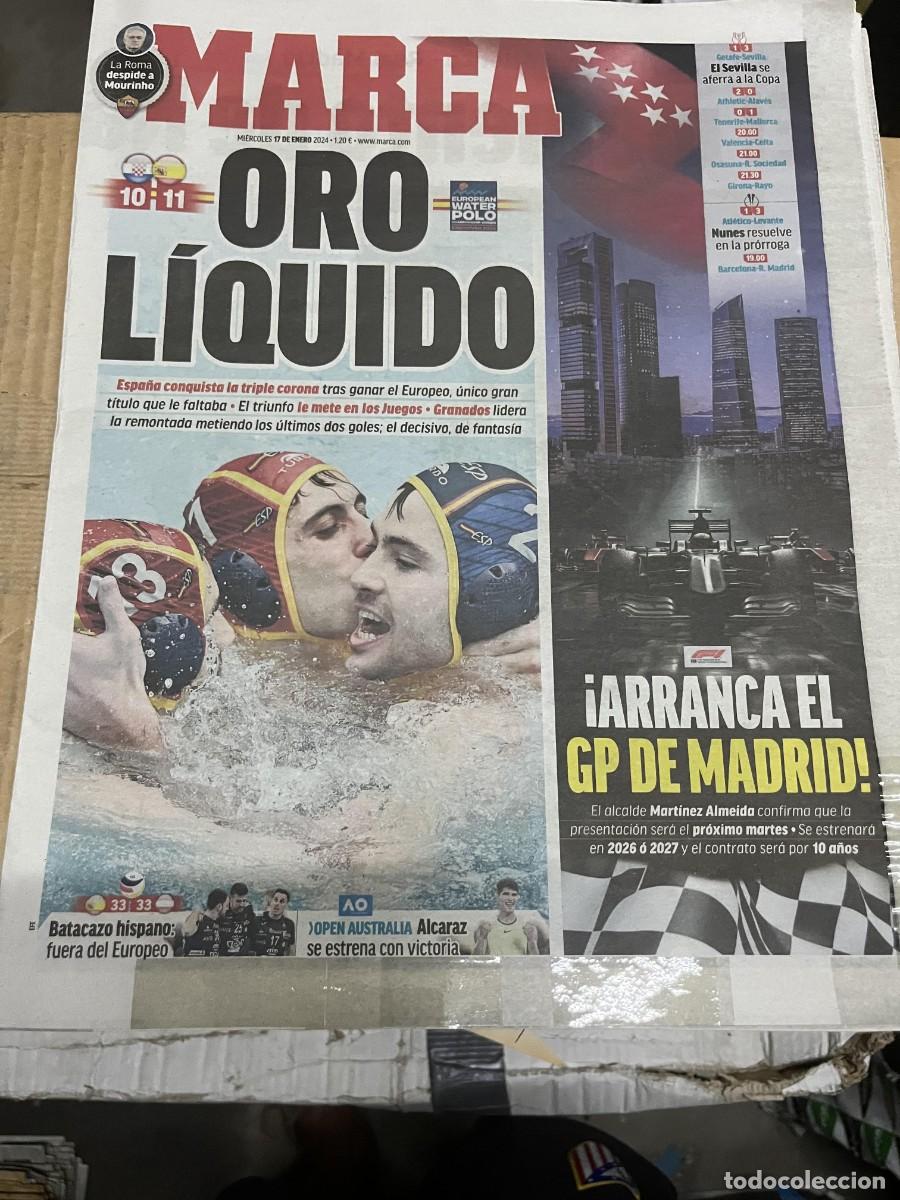 Coleccionismo deportivo: MARCA (17-1-2024) CAMPEON EUROPEO WATERPOLO ESPA&Ntilde;A 11-10 CROACIA GRAN PREMIO FORMULA 1 MADRID