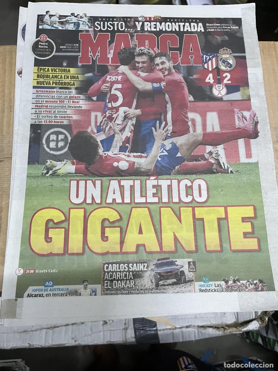 Coleccionismo deportivo: MARCA (19-1-2024) DERBI COPA ATLETICO MADRID 4-2 REAL MADRID UNIONISTAS 1-3 BARCELONA CARLOS SAINZ