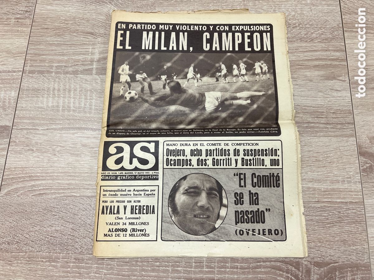Coleccionismo deportivo: AS N&ordm; 1692 ( 17-05-1973 ) MILAN AC LEEDS FINAL RECOPA MILAN AC CAMPEON