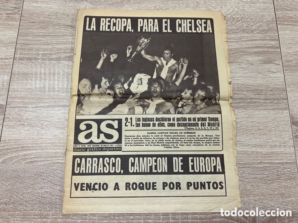 Coleccionismo deportivo: AS N&ordm; 1076 ( 22-05-1971 ) CHELSEA v REAL MADRID FINAL RECOPA CHELSEA CAMPEON