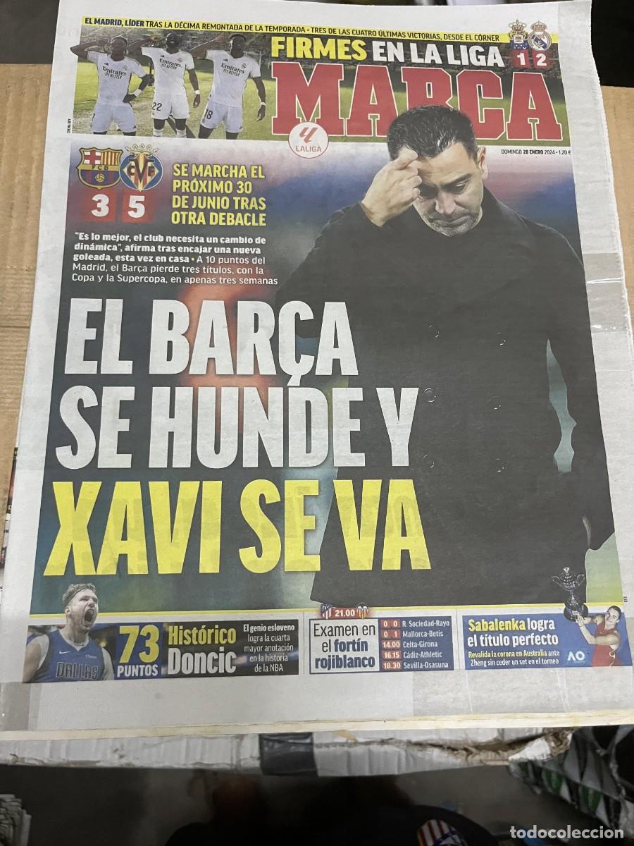 Coleccionismo deportivo: MARCA (28-1-2024) BARCELONA 3-5 VILLARREAL XAVI HERNANDEZ LAS PALMAS 1-2 REAL MADRID DONCIC RECORD