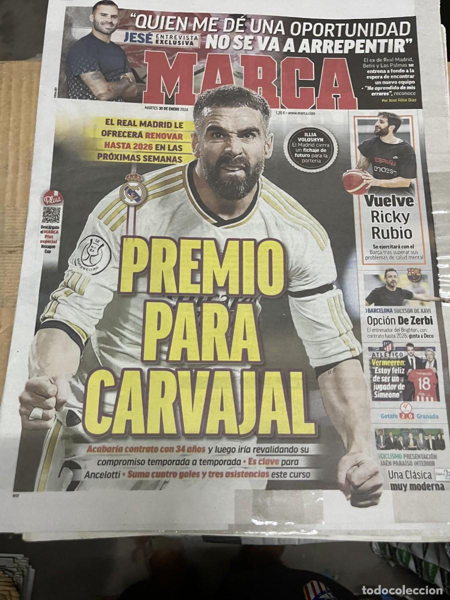 Coleccionismo deportivo: MARCA (30-1-2024) CARVAJAL JESE RICKY RUBIO ILLIA VOLOSHYN DE ZERBI FICHAJE VERMEEREN ATLETICO