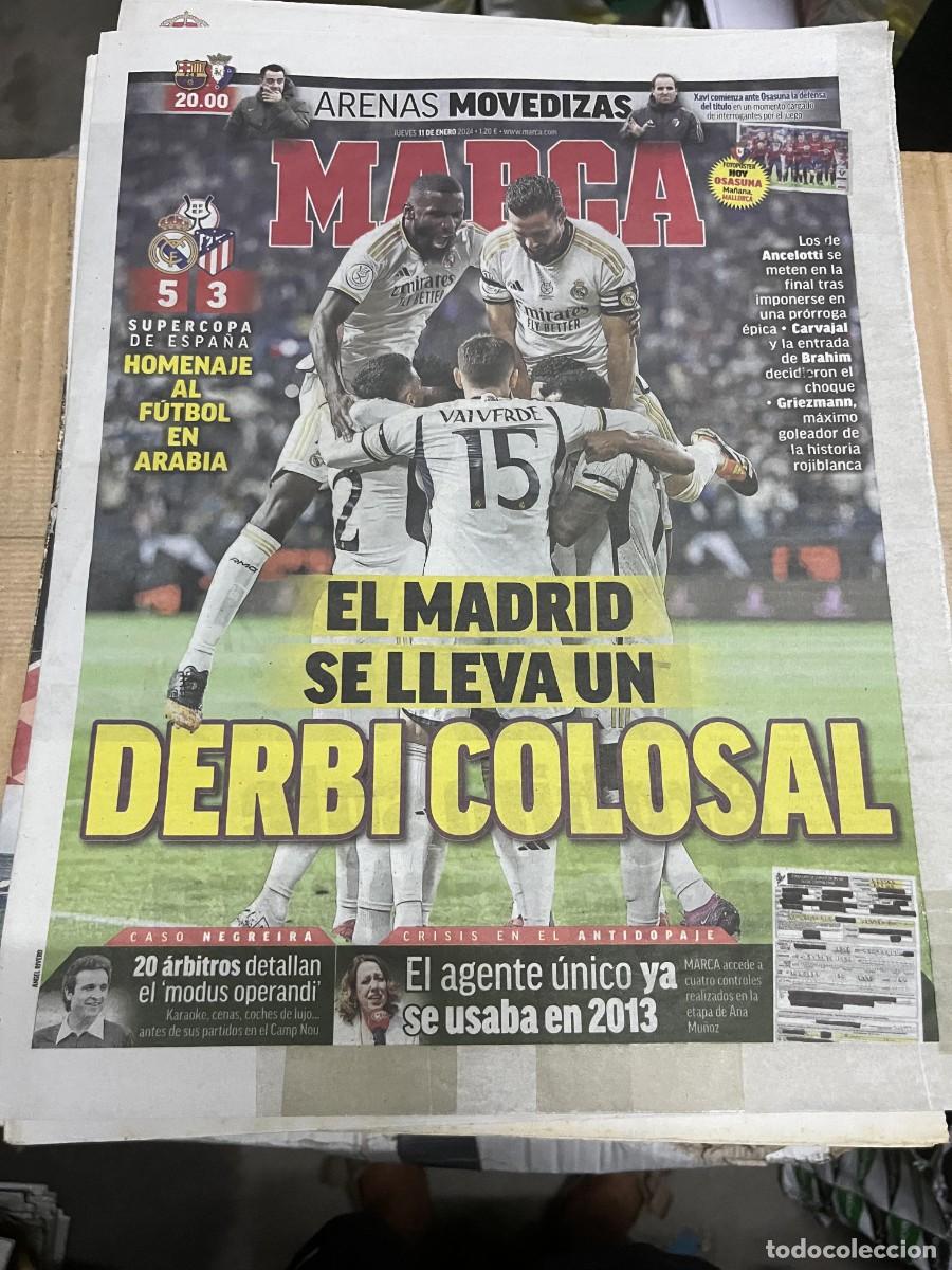 Coleccionismo deportivo: MARCA (11-1-2024) SUPERCOPA ESPA&Ntilde;A REAL MADRID 5-3 ATLETICO MADRID POSTER OSASUNA