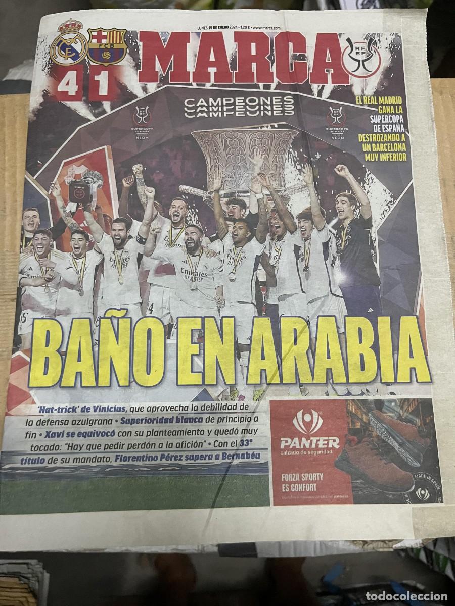 Coleccionismo deportivo: MARCA (15-1-2024) CAMPEON FINAL SUPERCOPA ESPA&Ntilde;A REAL MADRID 4-1 BARCELONA HAT TRICK VINICIUS POSTER