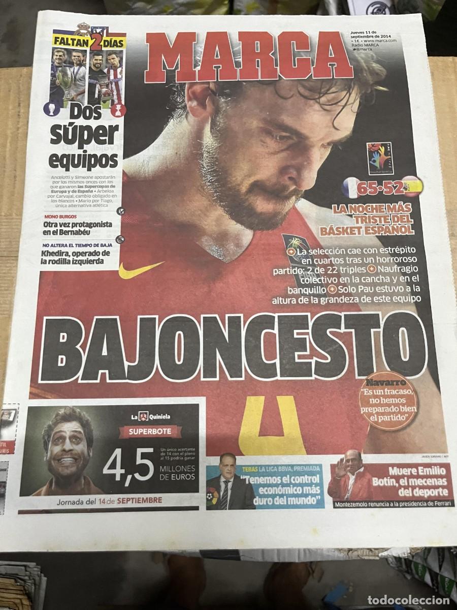Coleccionismo deportivo: MARCA (11-9-2014) PAU GASOL BALONCESTO FRANCIA 65-52 ESPA&Ntilde;A NAVARRO