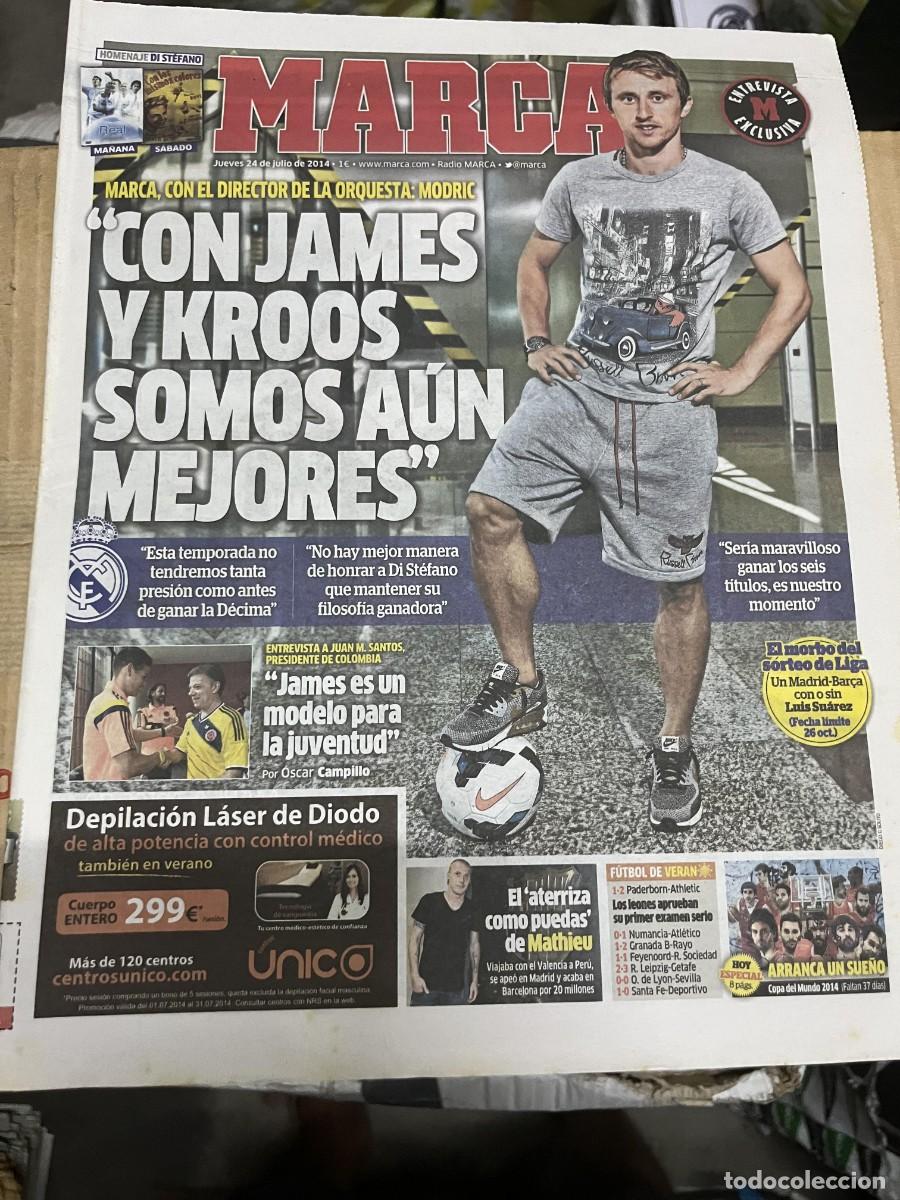 Coleccionismo deportivo: MARCA (24-7-2014) MODRIC REAL MADRID JAMES RODRIGUEZ KROOS MATHIEU